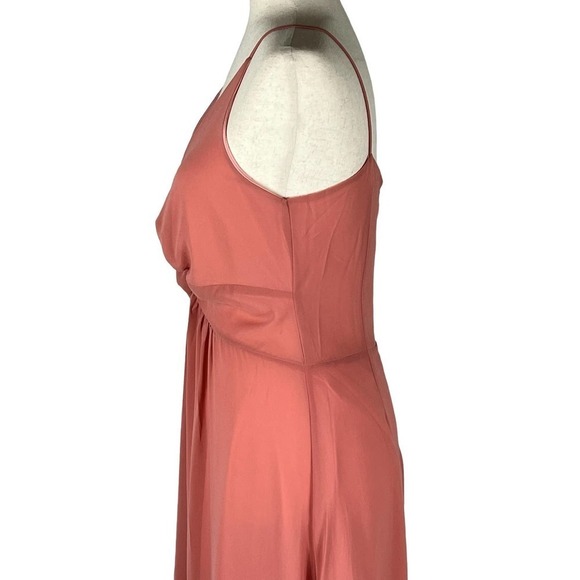 ENTRO FIXED SPAGHETTI STRAP V-NECK TWIST FRONT MAXI DRESS DARK SALMON SMALL NWT - Picture 6 of 15